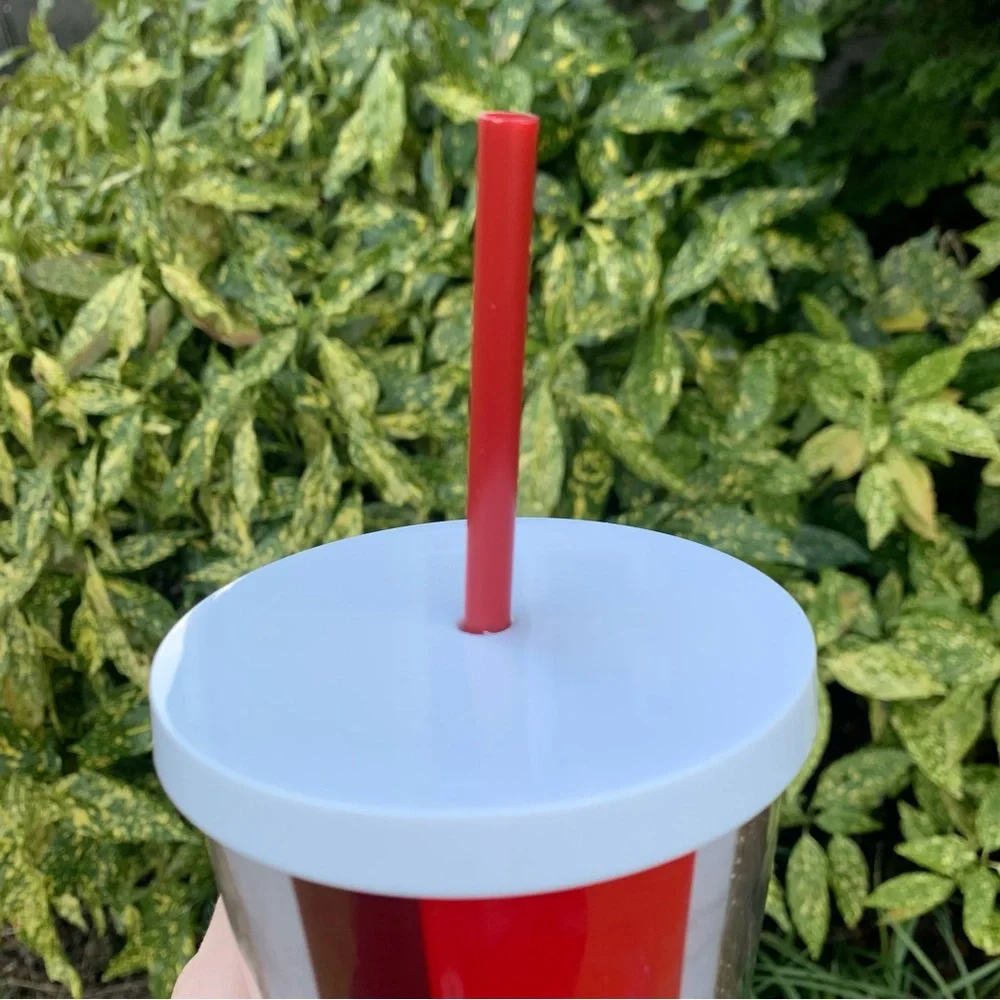 Starbucks Red White Gold Striped Cold Cup Tumbler Collectible Christmas/Holiday